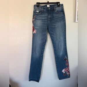 Driftwood Audrey High Rise Embroidered Floral Jeans Size 26